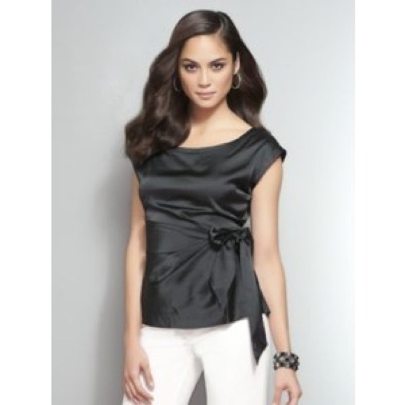 New York & Company Tops - New York & Company Stretch Black Wrap Blouse M